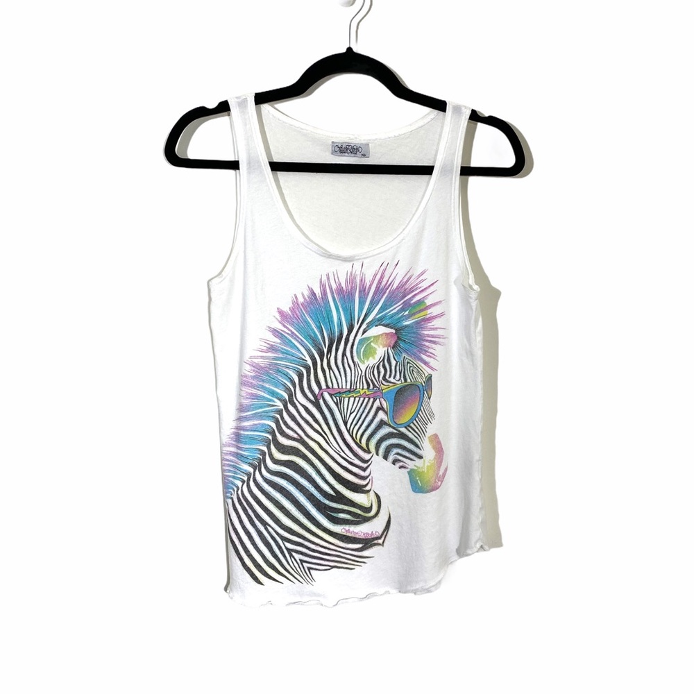 LAUREN MOSHI Rainbow Zebra Tank Top